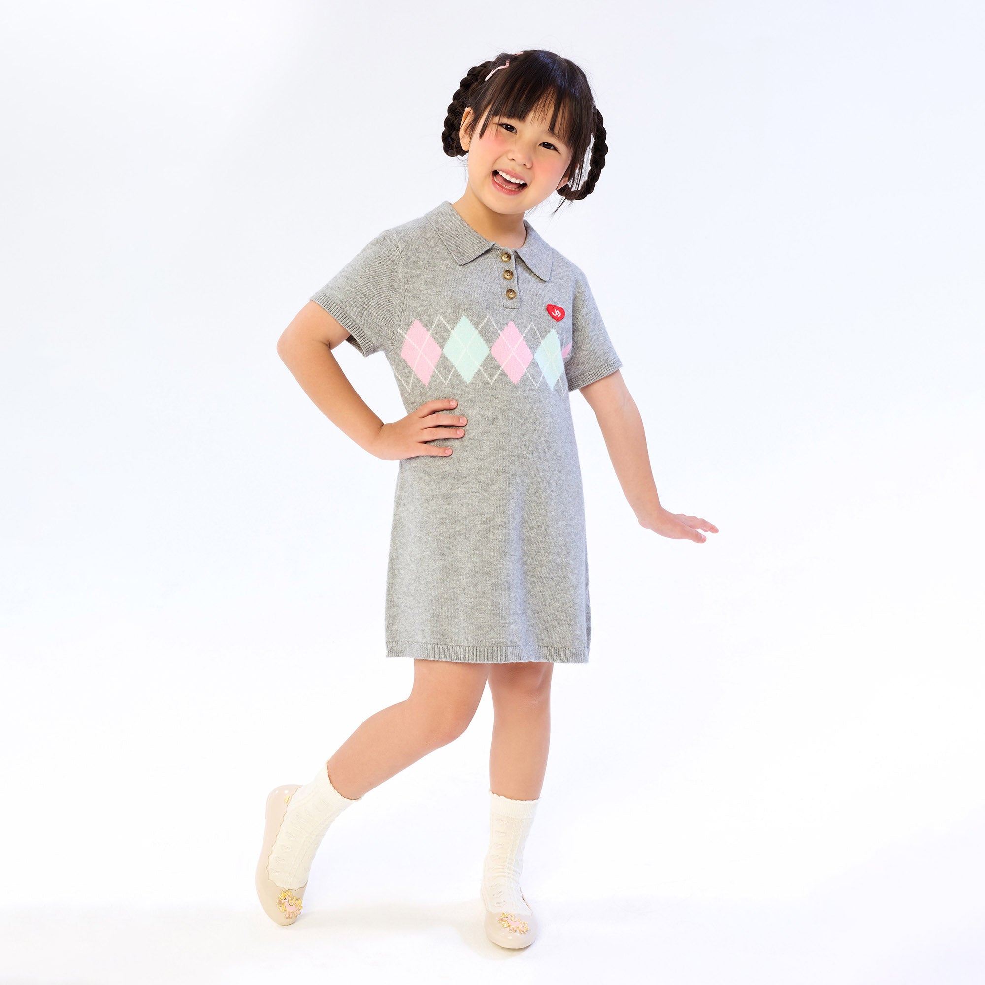 Argyle Polo Mini Dress For Girls