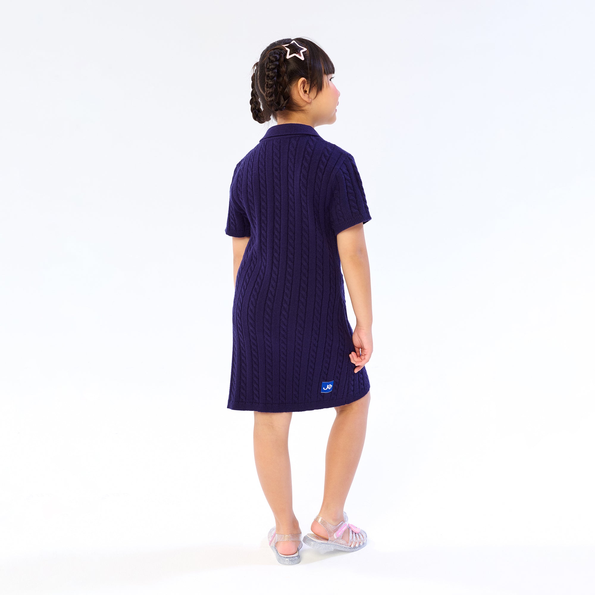 Jerme Cable Knitted Polo Dress For Mini Girl