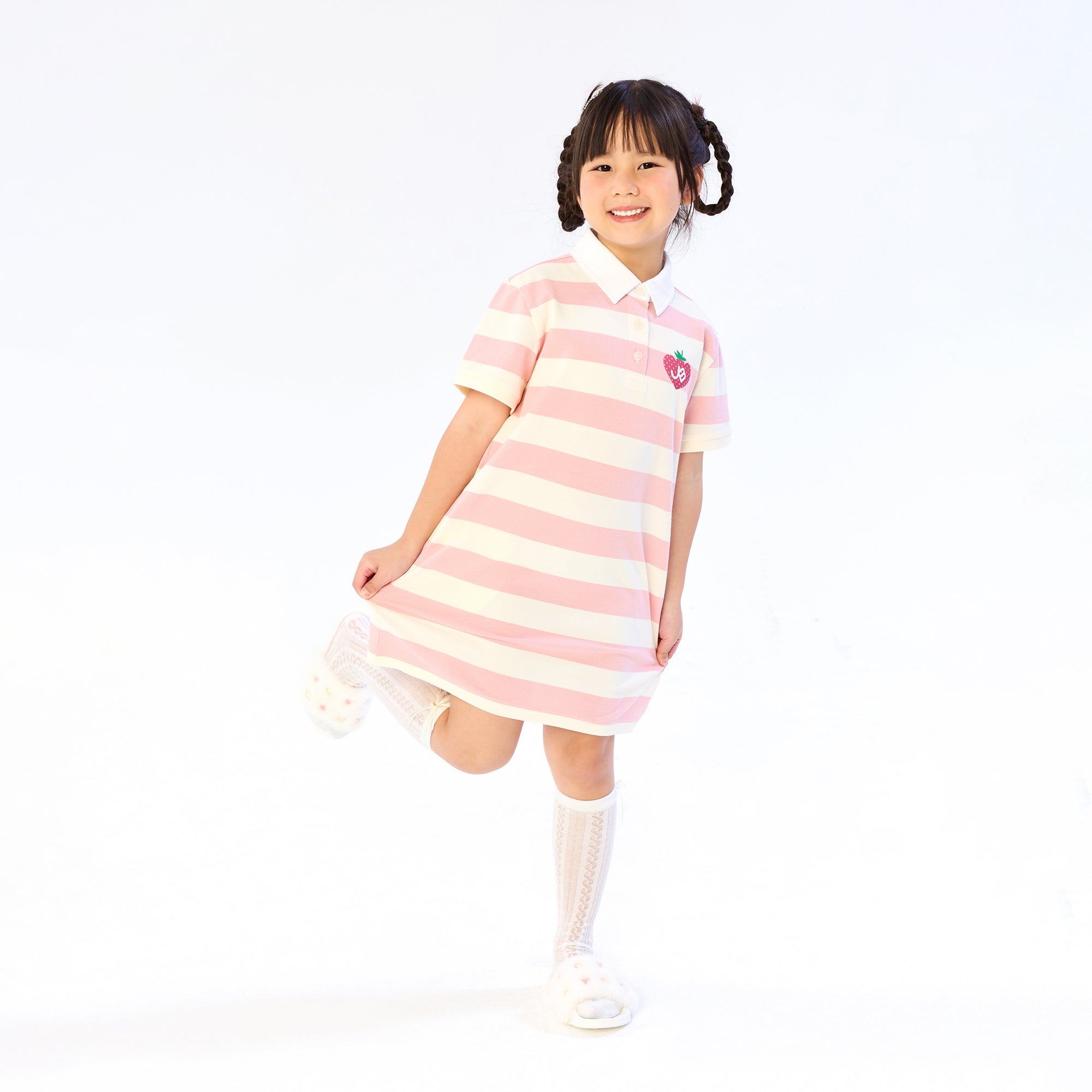 JB Stripe Polo Dress For Mini Girls