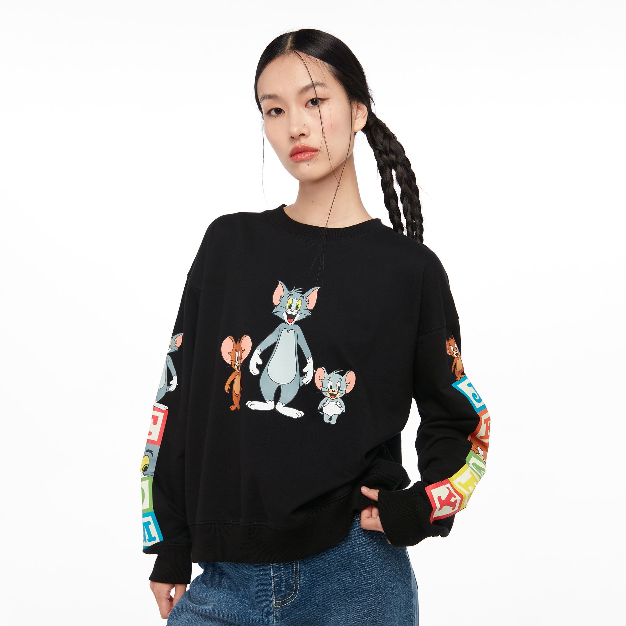 Tom and Jerry Long Sleeve Pullover Black