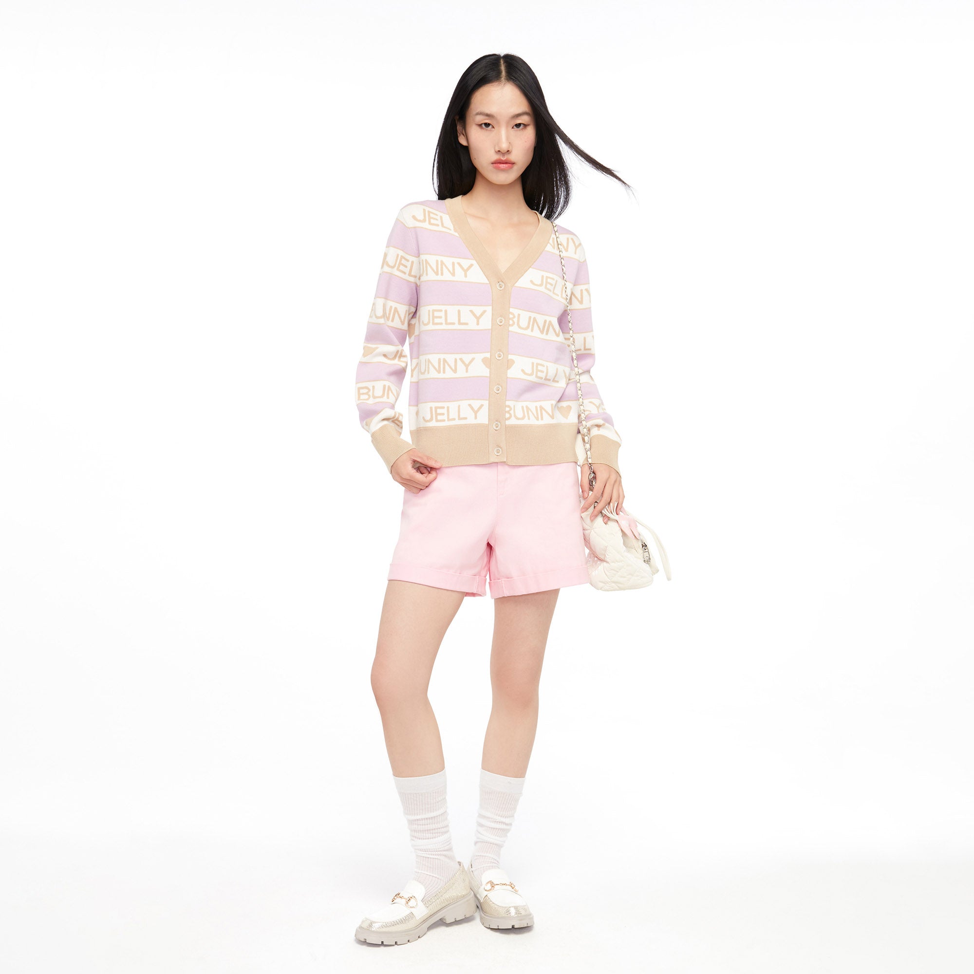 Logo V Neck Long Sleeve Cardigan