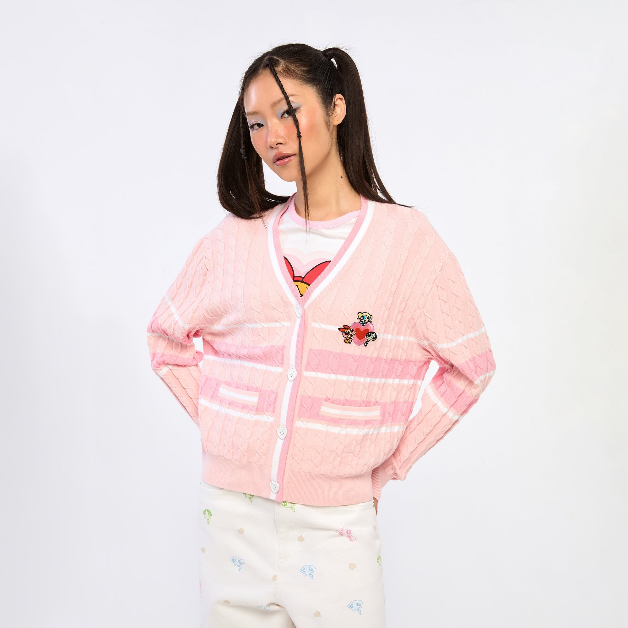 Powerpuff Girl Cable Knitted Cardigan