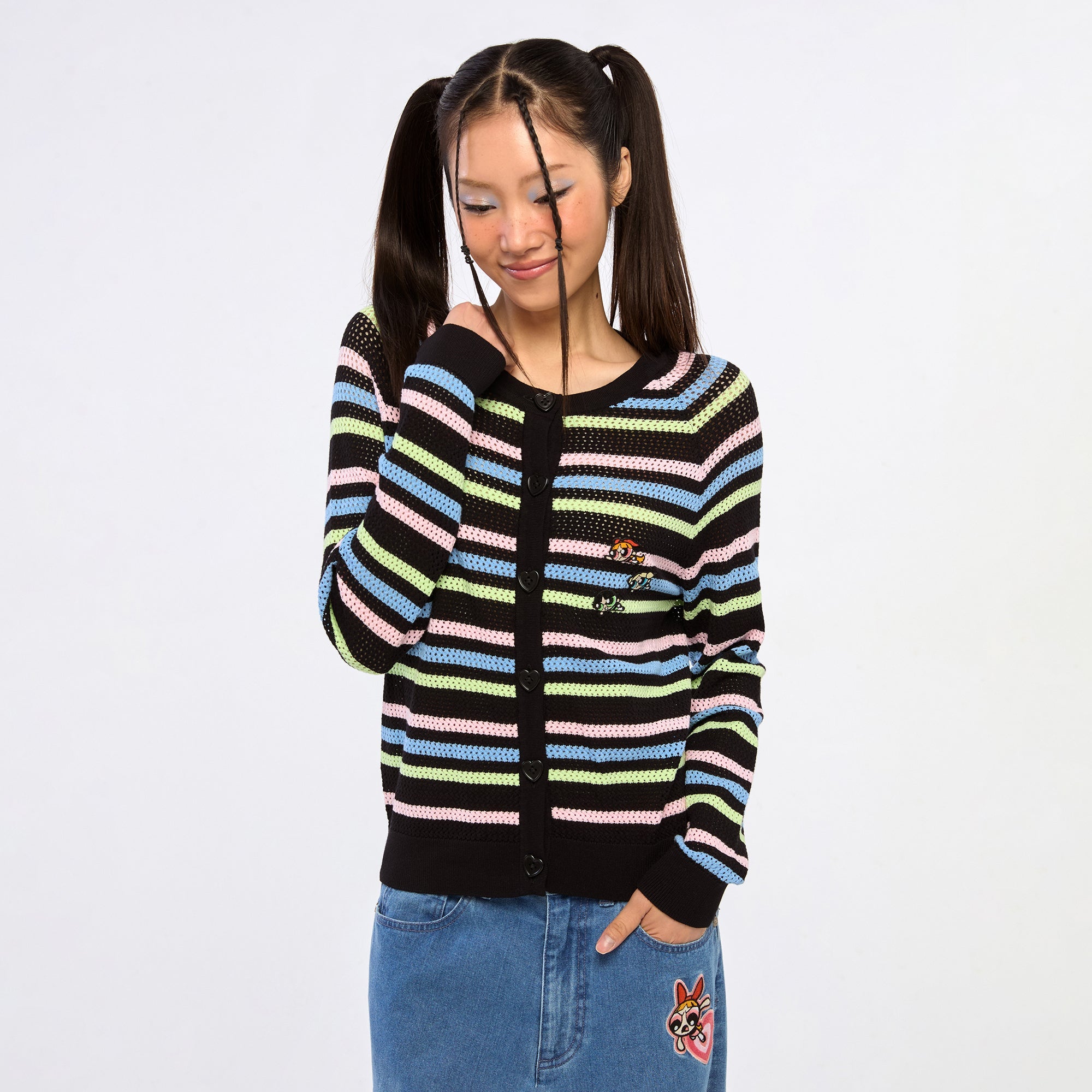 Powerpuff Girl Stripe Knitted Cardigan