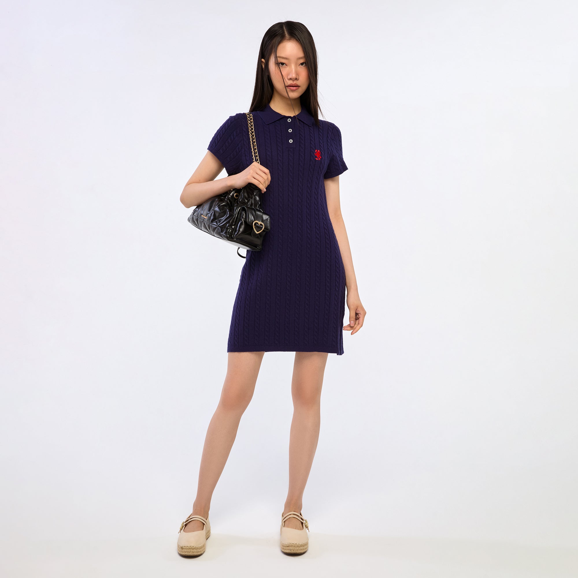 Jerme Cable Knitted Polo Dress