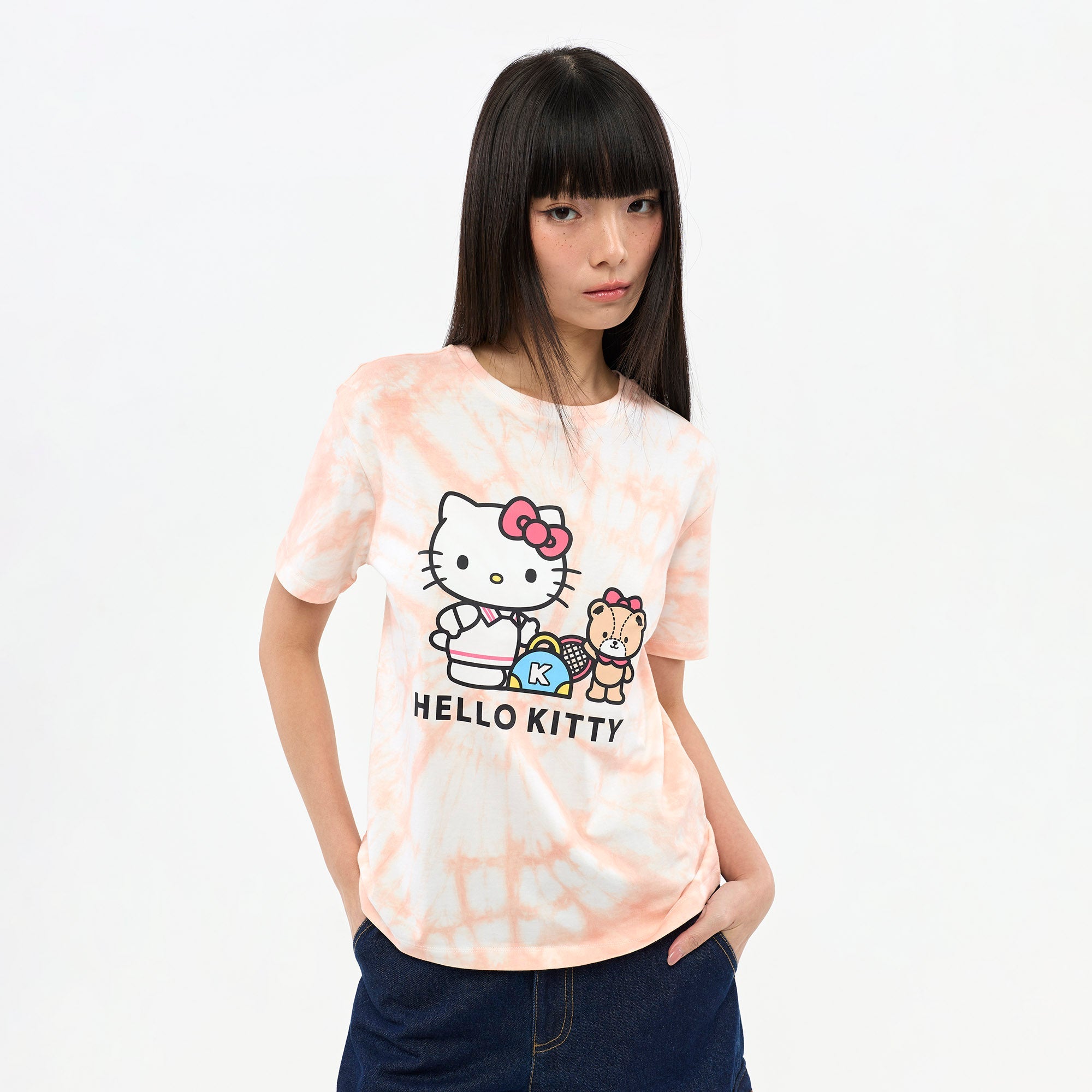 Hello Kitty Tie-Dye Printed T-Shirt Multi Color