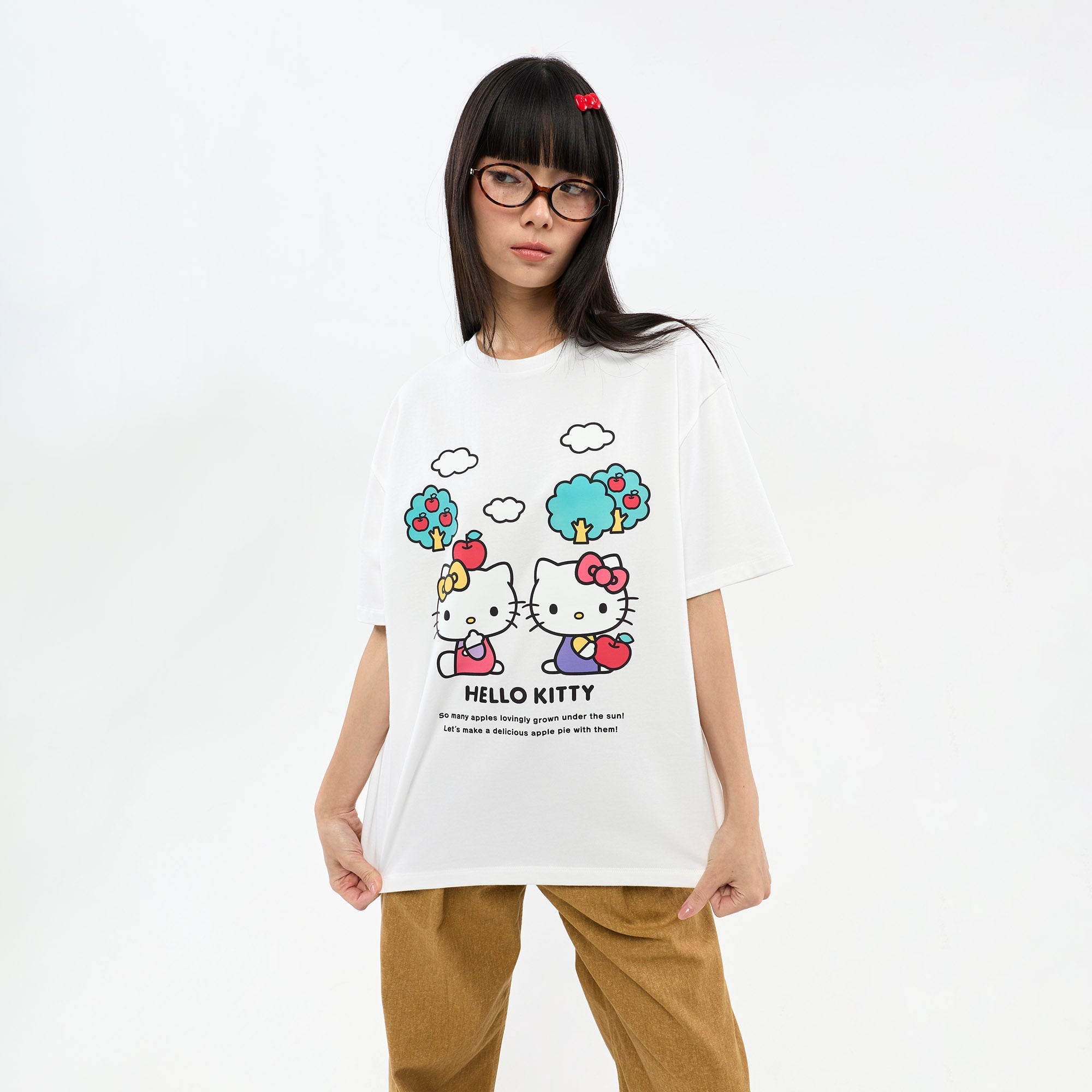 Hello Kitty Twin Graphic Printed T-Shirt White