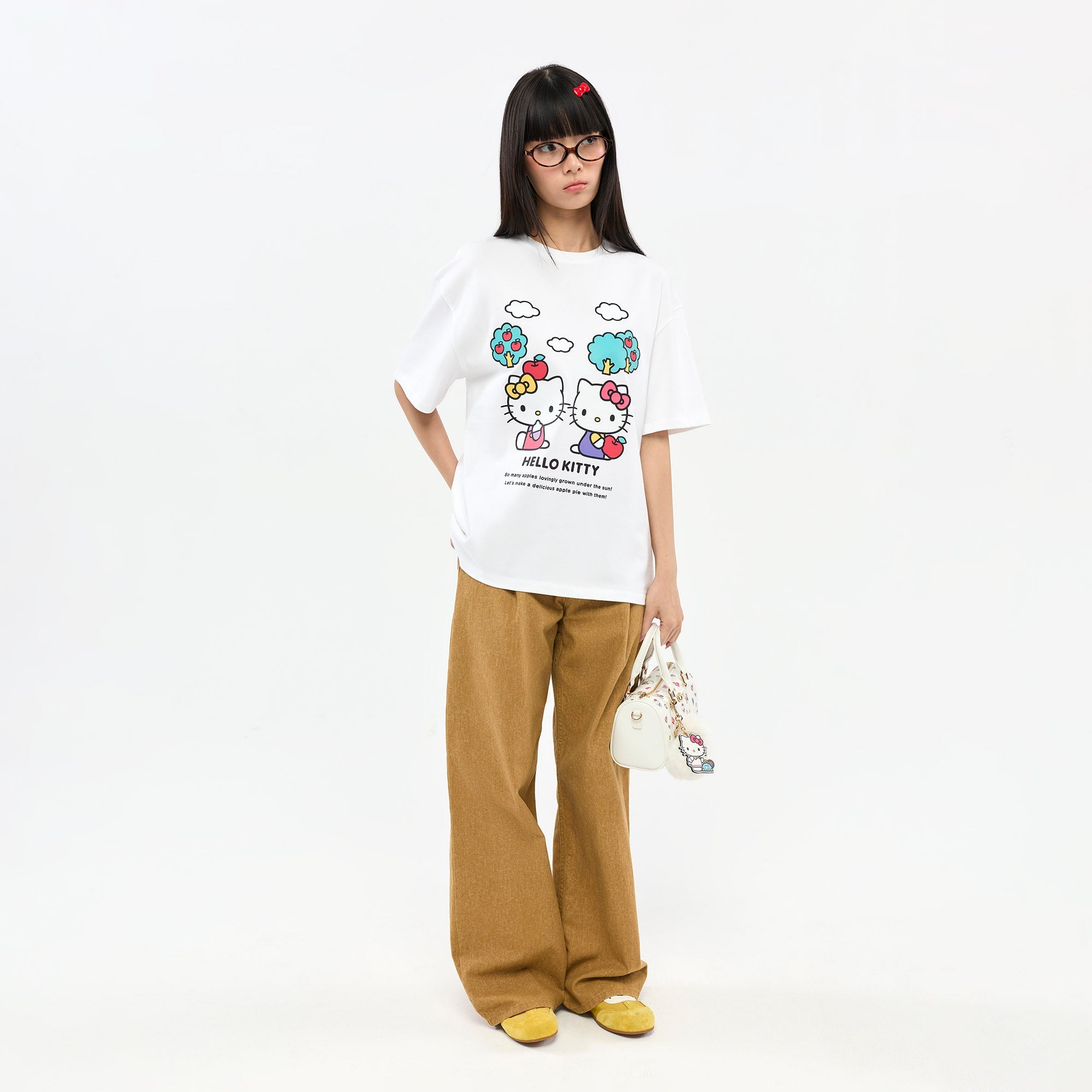 Hello Kitty Twin Graphic Printed T-Shirt White