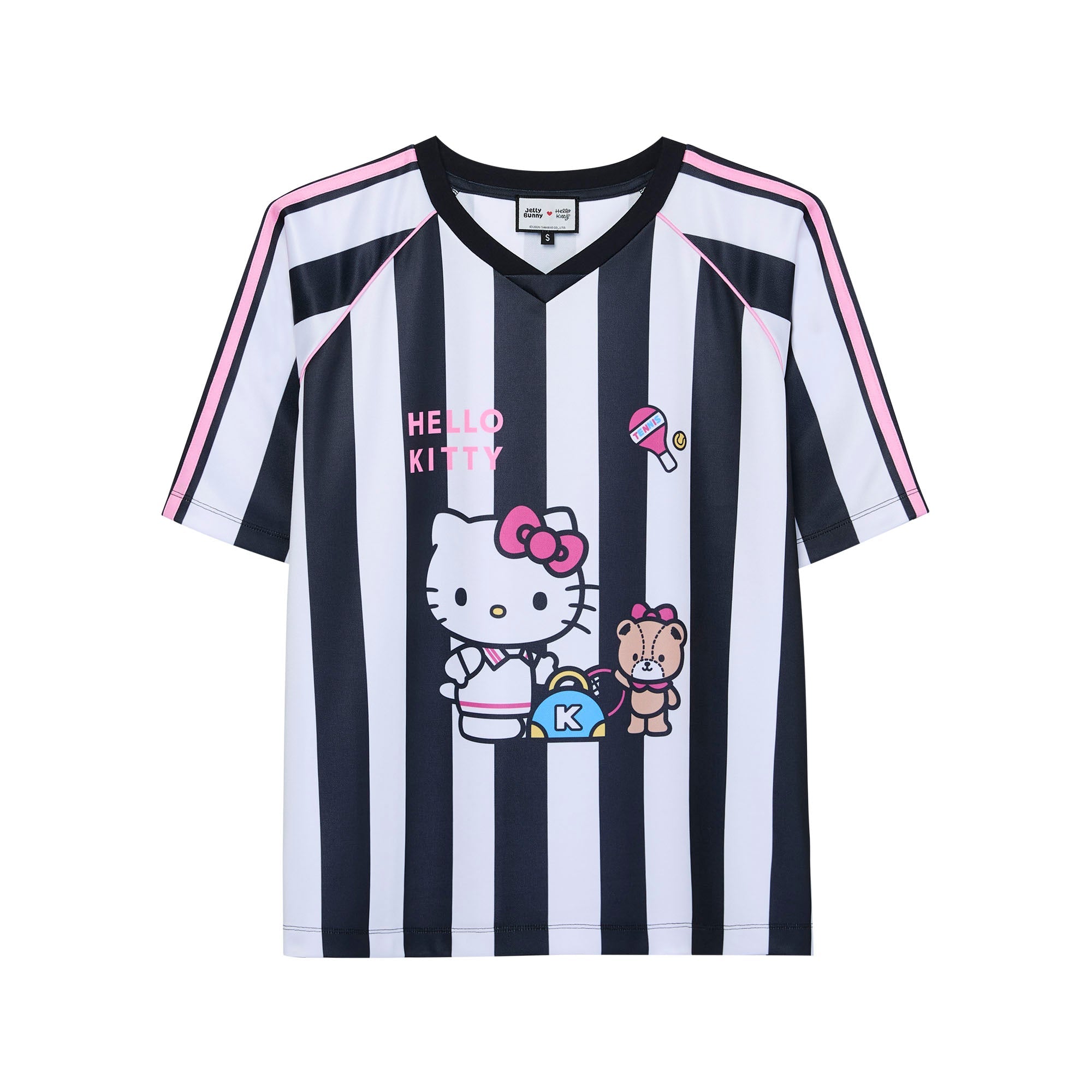 Hello Kitty Striped Graphic Printed T-Shirt Striped Black