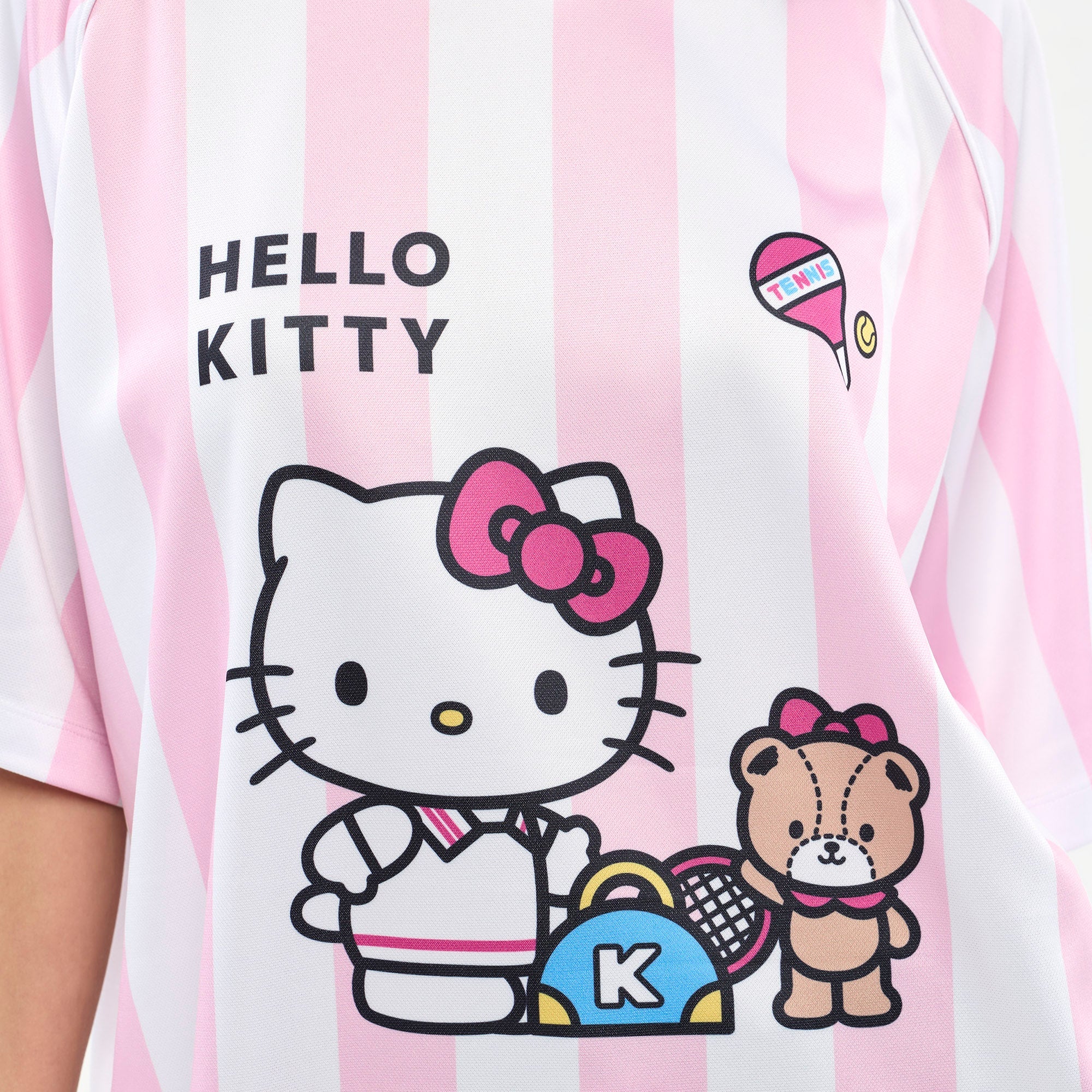 Hello Kitty Striped Graphic Printed T-Shirt Striped Pink