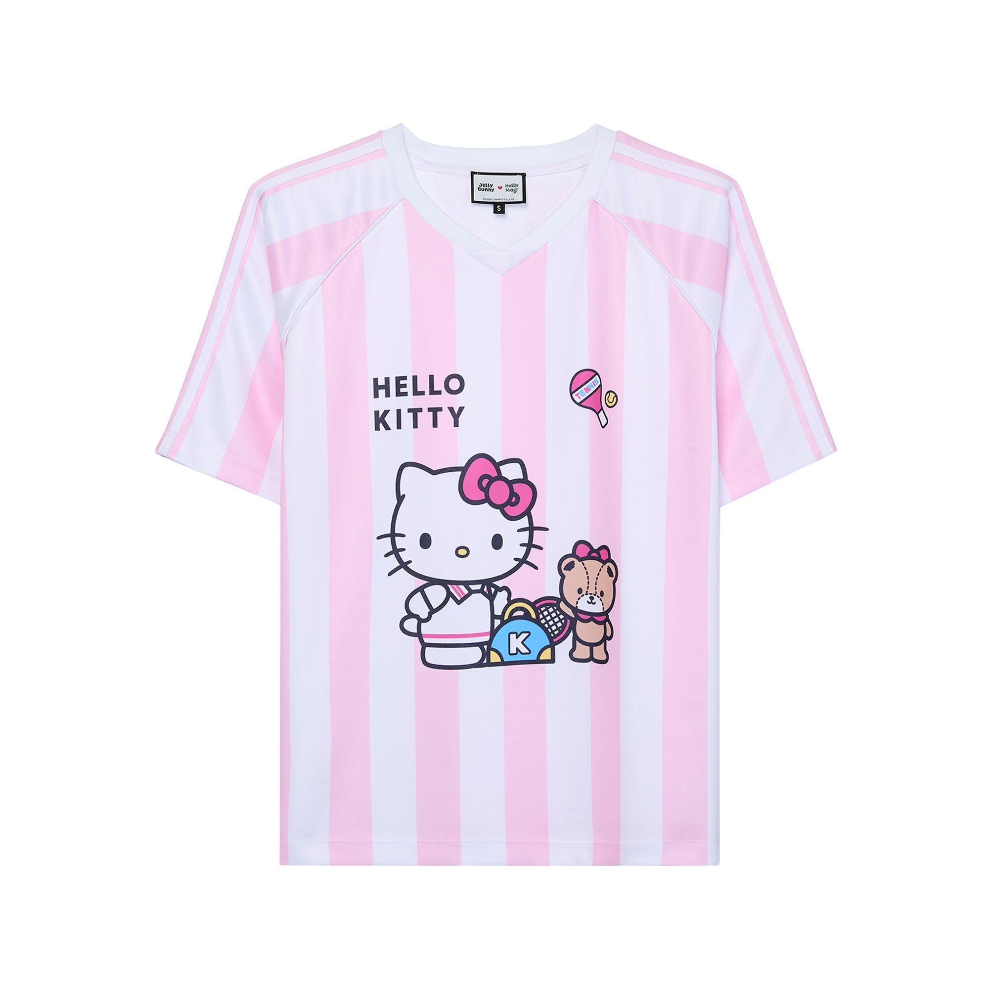Hello Kitty Striped Graphic Printed T-Shirt Striped Pink