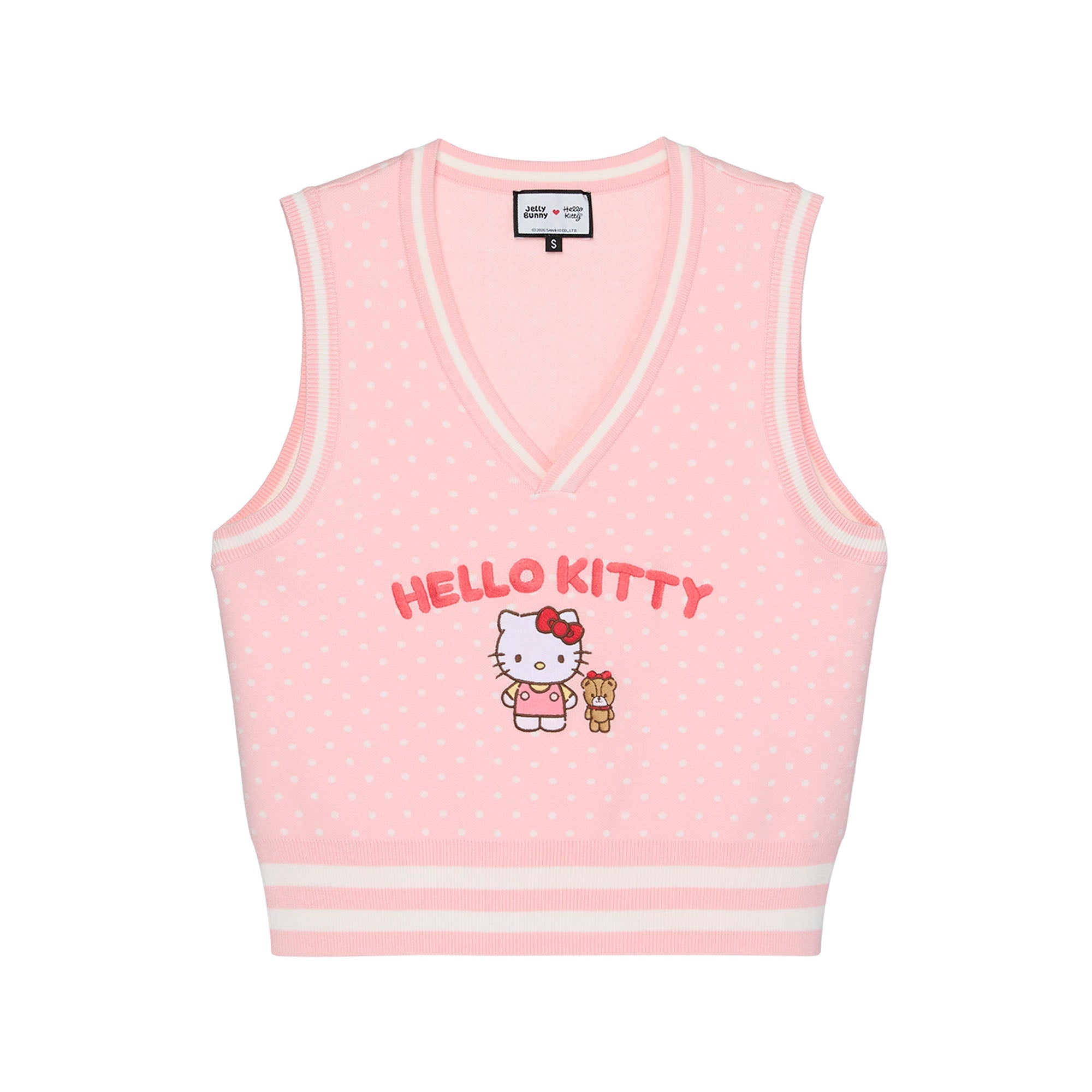 Hello Kitty Polka Dot Graphic Printed Knit Vest Pink