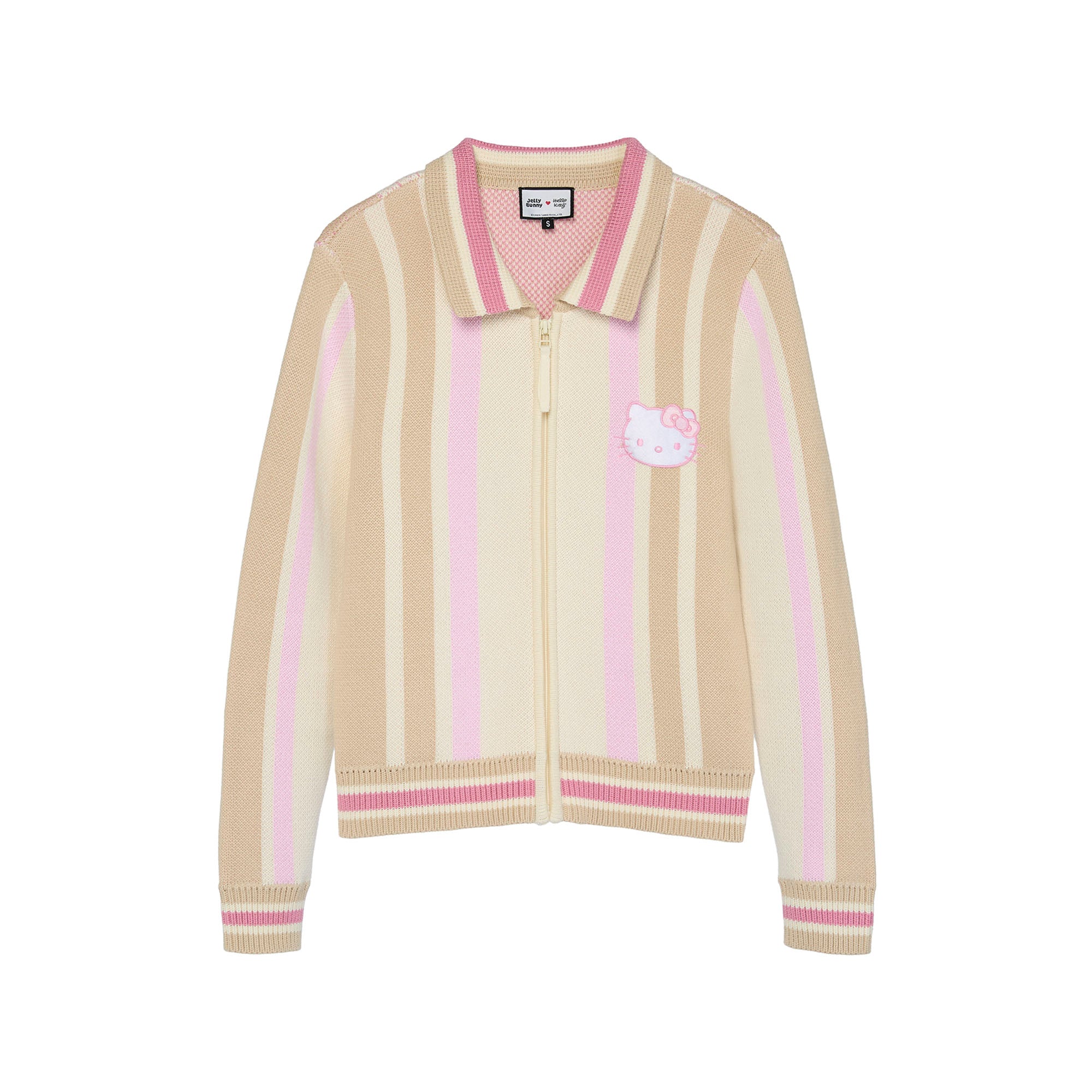 Hello Kitty Striped Embroidered Knit Jacket Multi Color