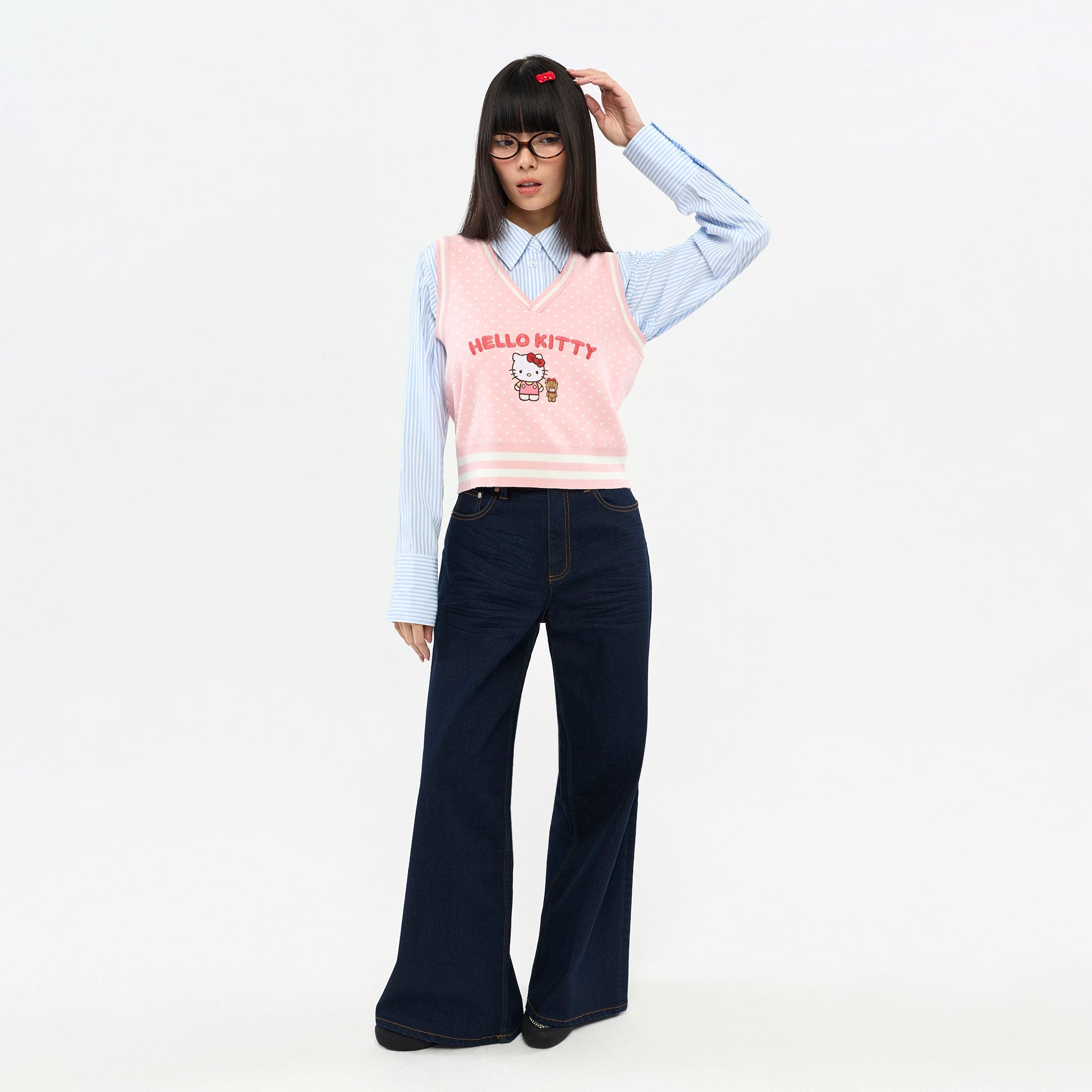 Hello Kitty Wide-Leg Jeans Blue